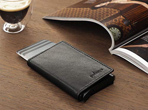 PULARYS - YOGA Wallet - Made of Italian Leather - RFID Protection - Holds up to 8 Cards - Gradual Ejection Mechanism - For Men & Women - Minimalist Design - Black Colour4