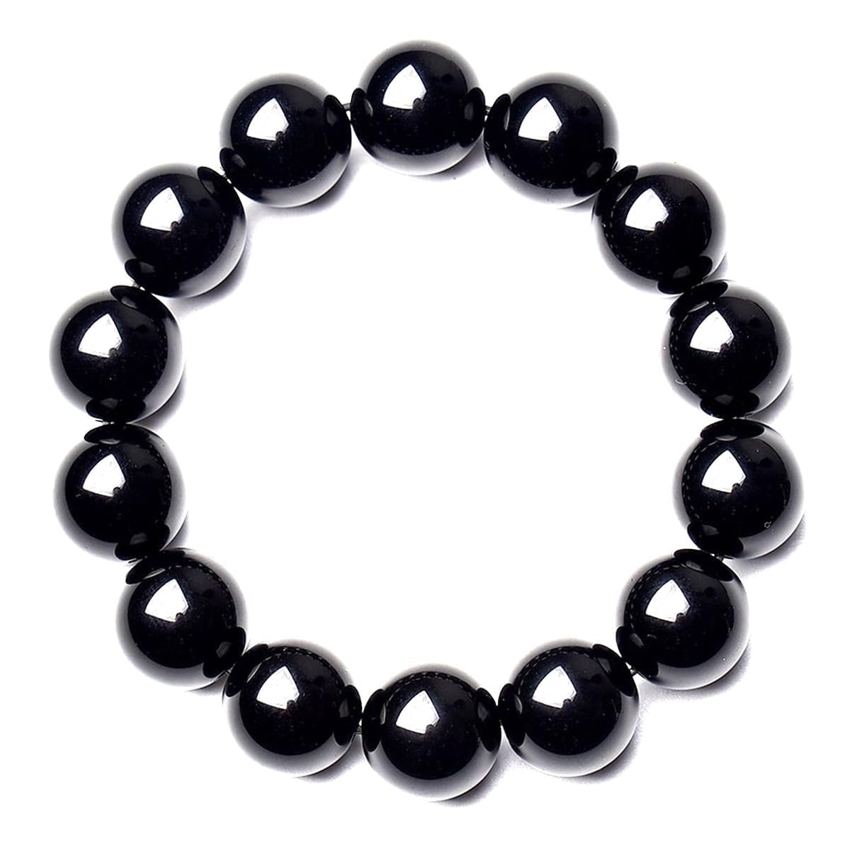 12MM Black Tourmaline Crystal Bracelet, 3A Grade Real Gemstones Stretch Bracelet, Come with Extra Beads & Beaded Tools Kit, Fit 8" Wrist Size, Perfect choice for Friends | Familys