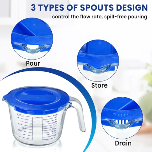 Jarra medidora de vidrio 4 tazas con tapa miniatura 4