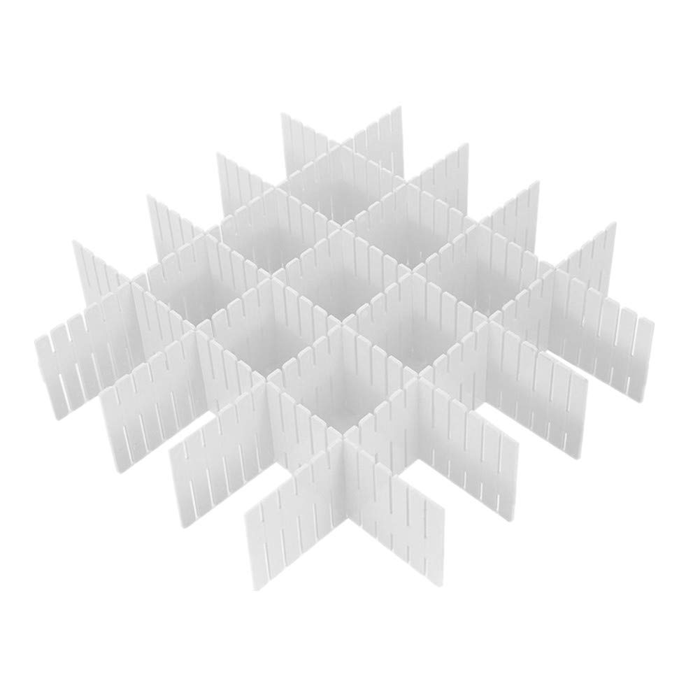 WeFoonLo 8pcs DIY Plastic Drawer Organizer Adjustable Drawer Dividers for Home Tidy Closet, Socks, Underwear, office school supplies, kitchen utensil tools (White)