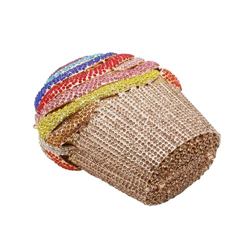 Image of Women Ice Cream Crystal Evening Bag Luxury Rhinestone Clutch Wedding Party Minaudiere Purse and Handbag for Cocktail