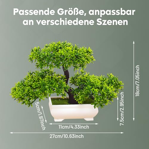 Künstlicher Bonsai-Baum, kleine Kunstpflanzen, Unterhaltungsdekoration, eingetopfte japanische Kiefern-Kunstpflanzen für Kamin, Badezimmer, Wohnzimmer – Bild 5