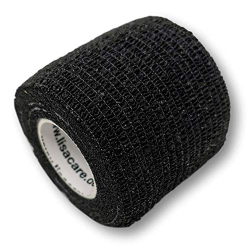 LisaCare Tattoo Zubehör - 2 Rollen, 5cm breit - Medizinprodukt - cohesive Bandage Pflasterverband Tattoo Tape mit Farb- & Motivauswahl (Schwarz) Cover