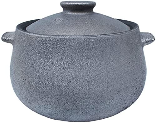Cazuela de barro, cazuela de cerámica, cazuela de barro, cazuela for guisar, olla for cocinar sopa casera, olla saludable, cazuela de barro antigua, gris, 6 l