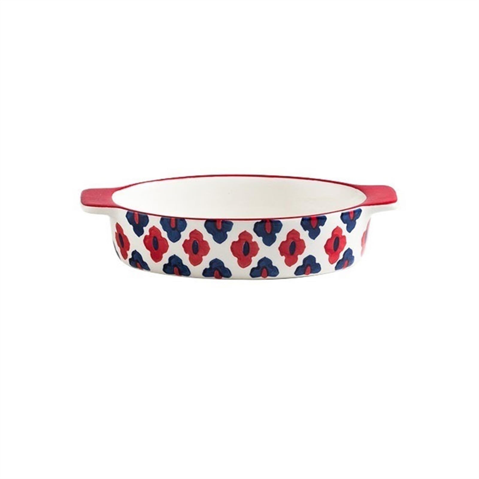 Teglie per Lasagne, Teglia da Forno in Ceramica da 420 ml, Ovale, Multicolore, con Design a Doppia Orecchie, for Lasagne(Red)