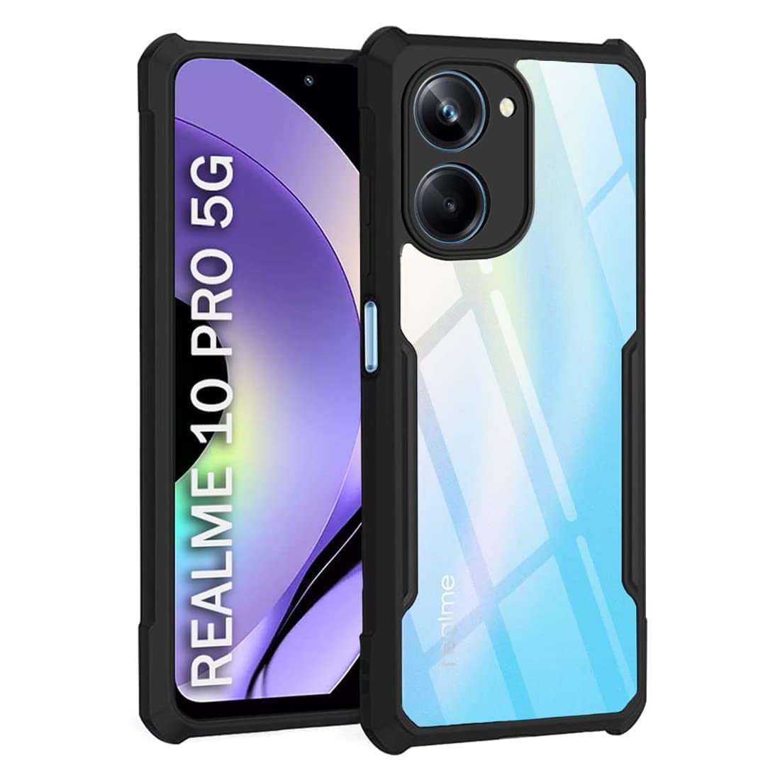 Etechnic Realme 10 Pro 5G Back Cover | Camera Protection Shockproof Bumper | Acrylic Crystal Clear 360 Degree Protection (Black) (B0CG4GS9J9) Amazon Price History, Amazon Price Tracker