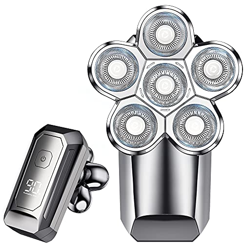 Head Shaver, 5-in-1 Shaver for Bald Men with LED Display, Versatile 6D Floating, Waterproof Design for Hair, Beards, Nasal Hair, and Facial Cleansing