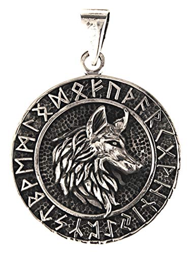 Kiss of Leather 352 Pendentif tête de loup en argent sterling 925
