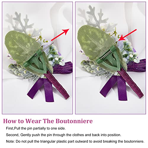 CRASPIRE 2PCS Flower Wrist Corsage Wedding Flowers Accessories Artificial Purple Rose Silk Wristband Boutonniere Buttonholes Rose Wrist Corsage - Image 4