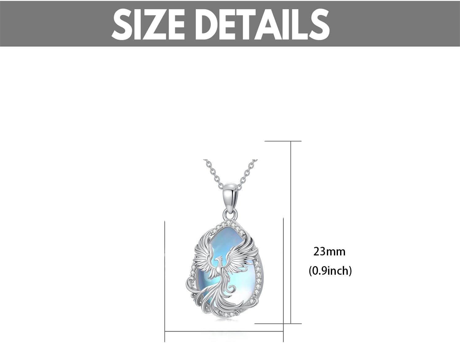 Dralox Phoenix Necklace for Women, S925 Sterling Silver Pear Cut Crystal Pendant Necklace Jewelry Anniversary Christmas Gift for Women, Mom, Wife, Sister - Image 4