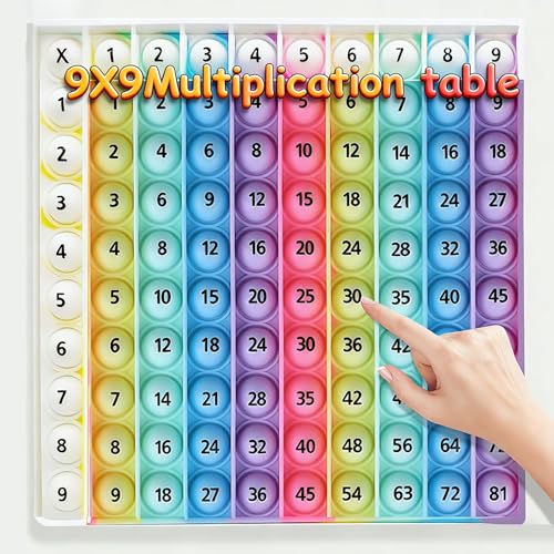 Rainbow 9x9 Multiplication Table Learning Board, Math Manipulatives for Kids Ages 6-10, STEM Sensory Math Toy for Classroom & Homeschool, Flash Cards Alternative & Wall Chart for 3rd 4th Grade - image 1