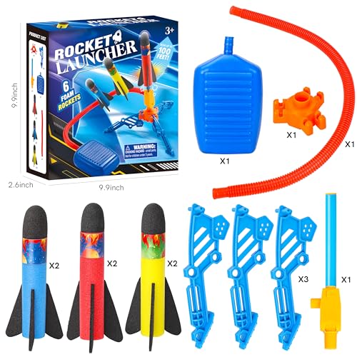 Toy Rocket Launcher for Kids, Flying Foam Rocket & Jump Air Launching Pad, Fun Outdoor Outside Activitie Sport Game Birthday Gift Idea Present for Kids Boys Girls Toddler Age 3+ Years - Image 6