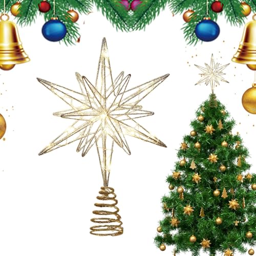 Estrella Para Árbol De Navidad Con Luz LED - Decoraciones Estacionales Navideñas Para La Copa | Estrella Con Purpurina Y Luces LED Para La Cima,Para Año Nuevo Oficina Interior Hogar Bar Tienda Dormito