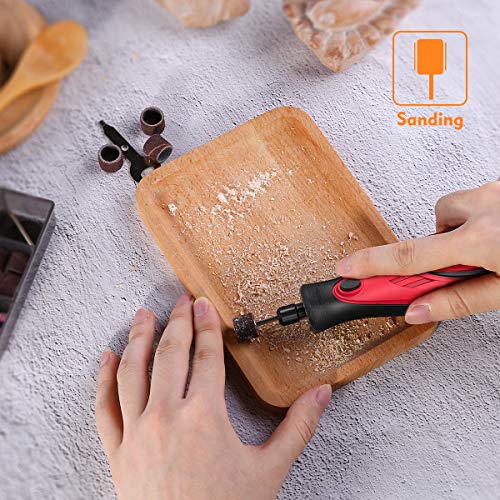 Meterk Cordless Rotary Tool 7.4V Mini DIY Electric Rotary Multi-Tool Kit 5-Speed Adjustable, 4 Front LED Lights and 38pcs Accessories for Carving, Engraving, Sanding, Polishing and Cutting