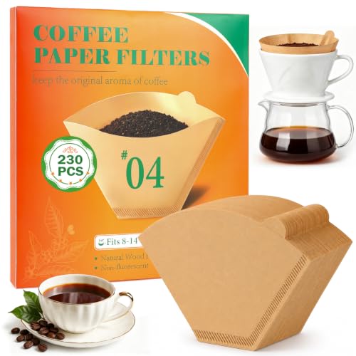 Image of BYKITCHEN 230 Count Coffee Filters #4, 8-12 Cup, Cone Paper Unbleached