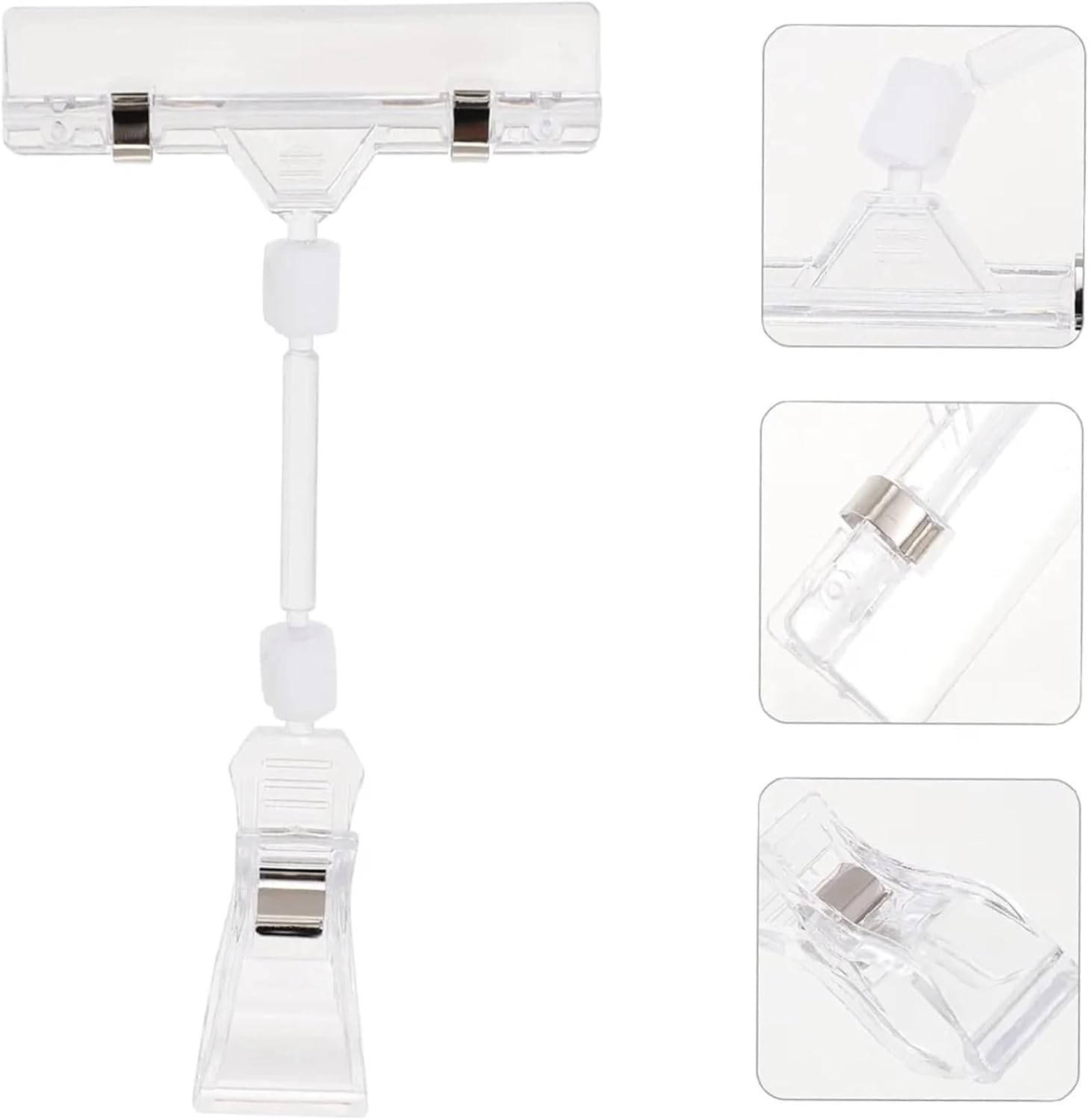 Price Tag Holder 30 Pcs Clear Plastic Sign Holder Clips Rotatable Double Head Display for Retail Rack for Retail Stores, Supermarkets and Trade Shows