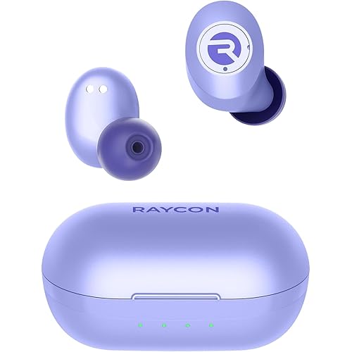 Raycon Everyday Earbuds Classic Bluetooth Wireless with Microphone - Stereo Sound, Active Noise Canceling, in-Ear Bluetooth Headset True Wireless Earbuds 32 Hours Playtime (Purple)