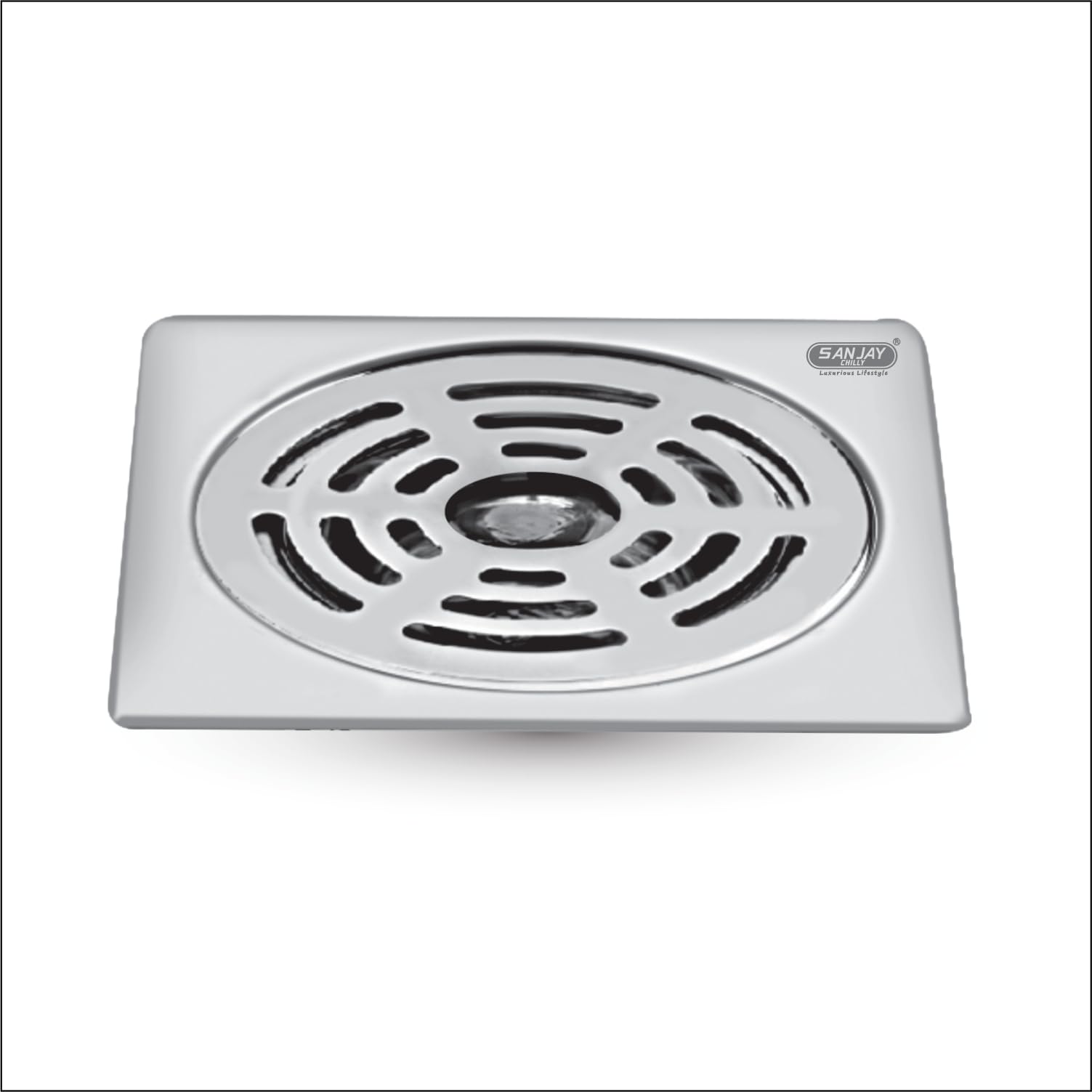 Sanjay Chilly SS Floor Drain with Hole (Pipe Insert) 304 Grade Kitchen Sink Top Cover Jali Luxurious Bathroom Gratings Water Drain Strainer Bathtub Laundry Square Ringo Gypsy - Silver - 5 x 5 INCH