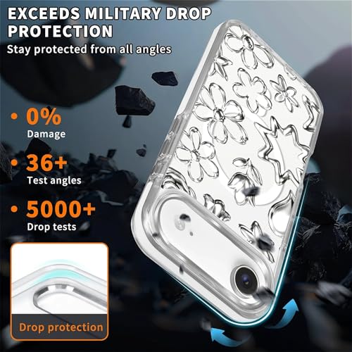 Coque iPhone 17 Air compatible Magsafe rigide transparente fleurs - 4