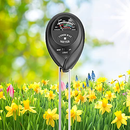 Soil Moisture Meter, Soil pH Meter, Soil Tester for Plants, Soil Moisture/Light/pH Meter for Garden, Lawn, Indoor and Outdoor, No Battery Needed