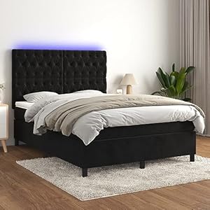 Homgoday Boxspringbett mit LED 140x200 cm