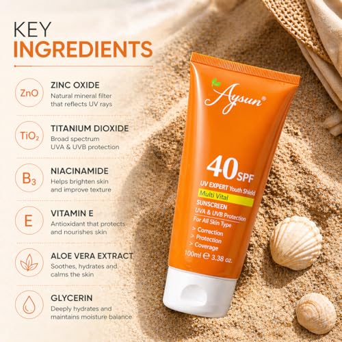 Image of Aysun Sunscreen Aqua Gel SPF 40 For Oily, Dry, Acne-prone Skin | Ultra Lightweight Texture I Non-Greasy I No White Cast | Broad Spectrum Protection & Blue Light Protection | For Men & Women (100 g)