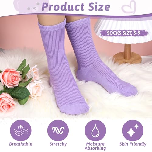30 Pairs Solid Color Crew Socks for Women, Colorful Cute Socks Lightweight Women's Cotton Gym Athletic Socks3