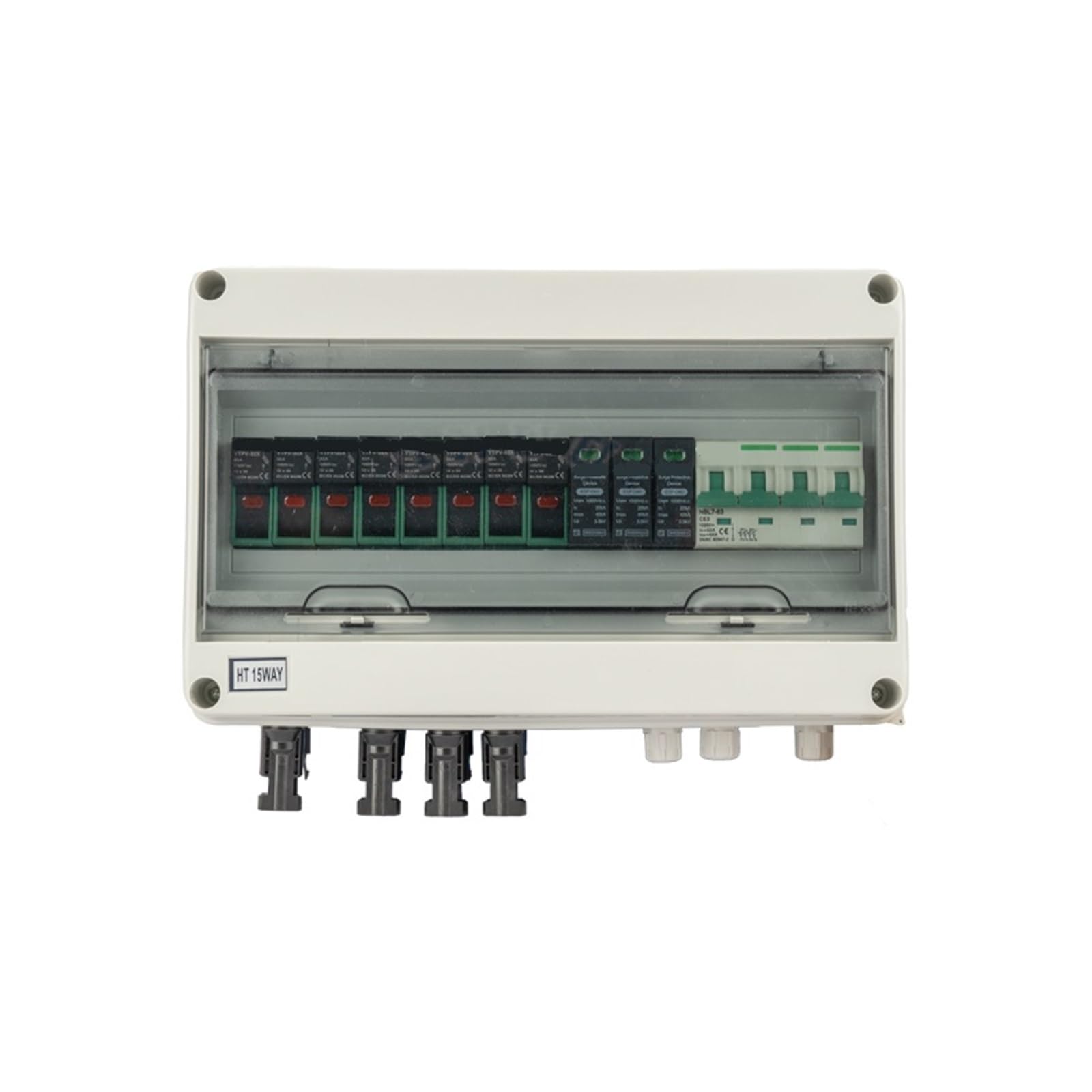 RWRAPS Scatola combinatrice DC Esterna Impermeabile 4 Corde 4 ingressi 1 Uscita 1000 V IP65 15 Vie fotovoltaica Protezione Contro Le sovratensioni solari