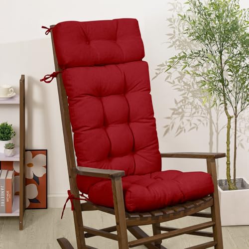 mudilun Rocking Chair Cushion Anti-Slip Tufted High Back Rocking Chair Cushion with Ties and Removable Neck Pillow Rocker Chair Seat Cushions for Bedroom, Living Room, Outdoor Patio Chair