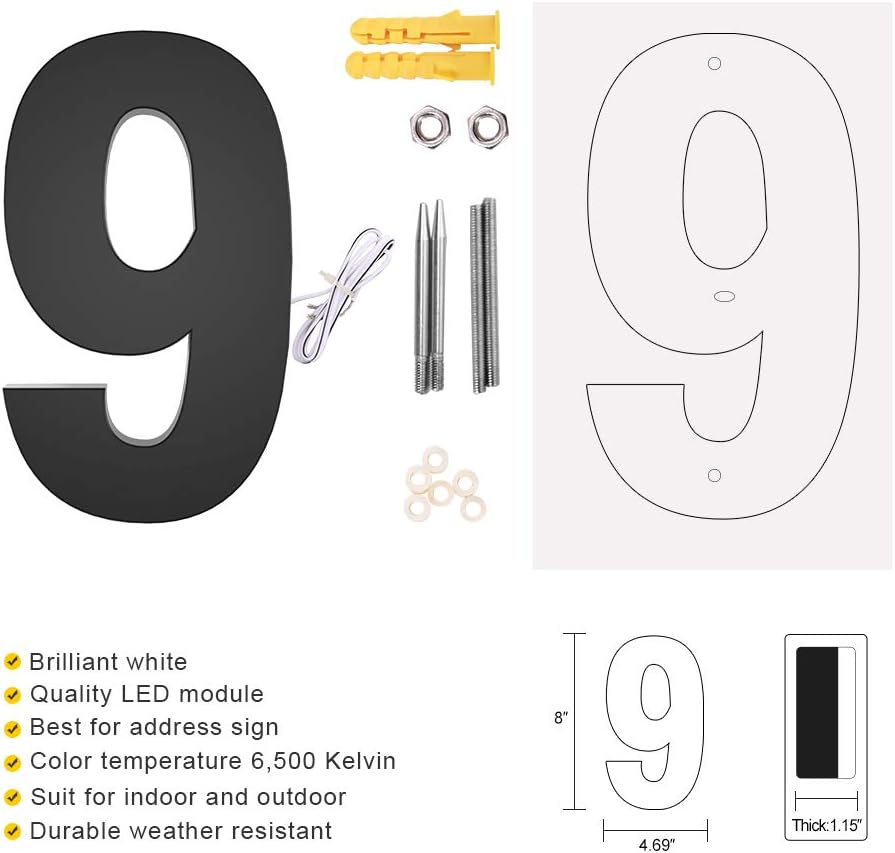 Flash Deals - 50% OFF LUXYARD Backlit Lighted LED House Numbers 8, Stainless Steel Hand-Polished for House Address Signs, Lighted Up House Numbers for Outside Modern, Low-Voltage, Waterproof Corrosion Resistant (BLACK 9, 8 Inch) Cheapest 🛒 LUXYARD Backlit Lighted LED House Numbers 8, Stainless Steel Hand-Polished for House Address Signs, Lighted Up House Numbers for Outside Modern, Low-Voltage, Waterproof Corrosion Resistant (BLACK 9, 8 Inch)