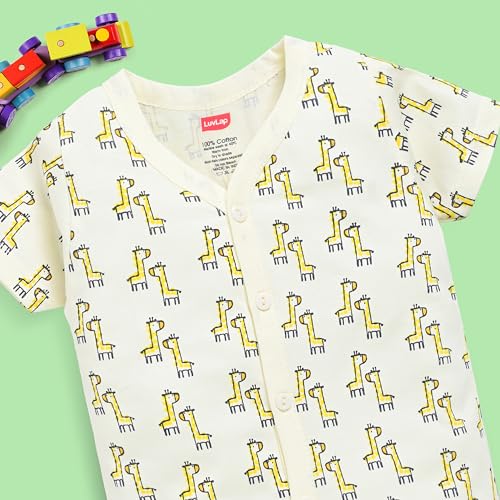 Image of LuvLap Baby Girls Regular Fit 100% Cotton Half Sleeves Girls Jhabla Shirt Pack of 4
