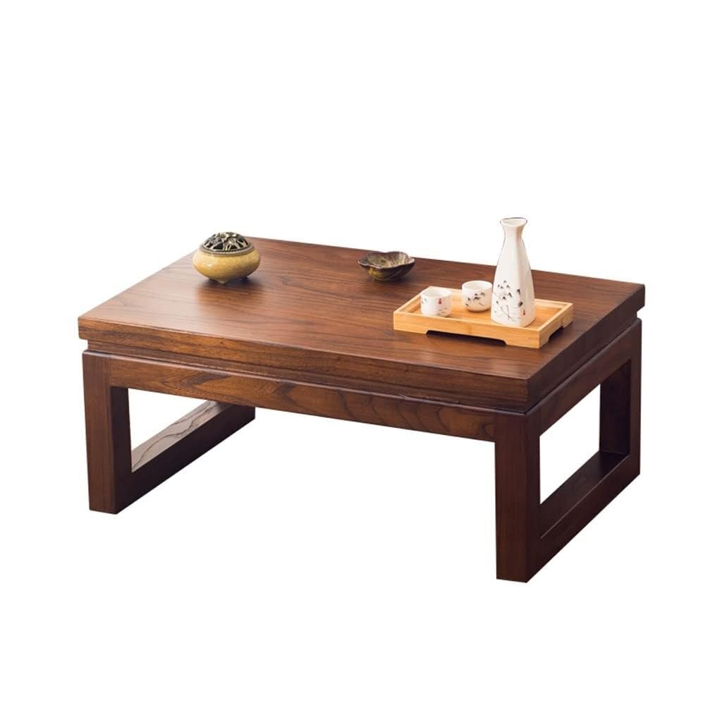 Wooden Bay Window Coffee Table Low Table Small Tea Table for Living Room Balcony Office Multiple 80x50cm