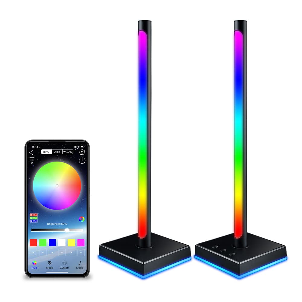 Listwy świetlne RGB do gier, dynamiczne kolory Inteligentne diody LED z aplikacją i 3 przyciskami Sterowanie nastrojową lampą na biurko Synchronizacja muzyki do pokoju gier,