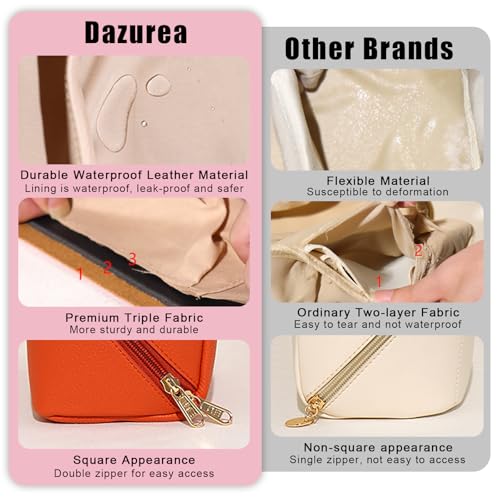 Personalized Travel Makeup Bag, Customized Large Capacity Cosmetic Bag with Printed Name Initials, PU Leather Toiletry Bag for Women, Wide Open Portable Pouch with Divider and Handle, Mothers Day Gift3