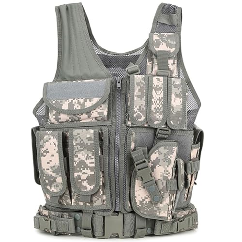 YAKEDA Tactical Outdoor CS Game Vest Adjustable Fit Adult (ACU CAMOU)