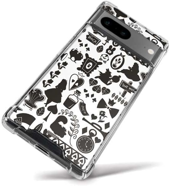 Skinit Clear Phone Case Compatible with Google Pixel 8a - Officially Licensed Disney Alice in Wonderland (Animated) Silhouette Pattern Design