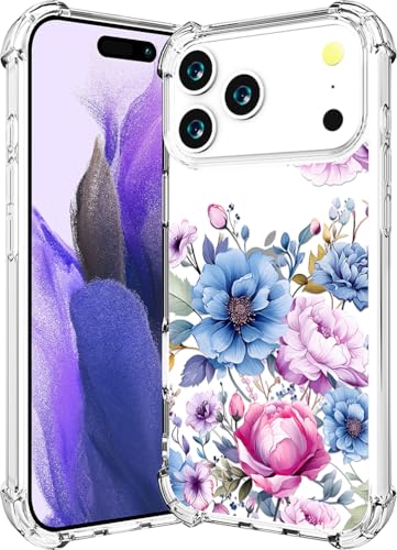 Coque iPhone 17 Pro fleur bleue, le cadeau idéal et mignon pour elle