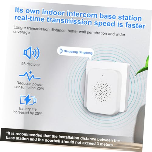 Angoily 2 Unidades Campainha Visual Campainha Da Porta De Casa Campainha De Vídeo Remota Sem Fio Cam