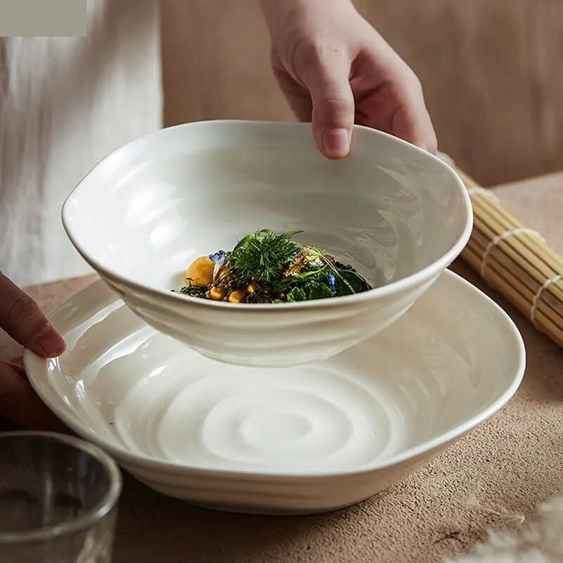 Forniture Per Feste Piatti Piatti Piatti for macedonia di frutta in ceramica Piatti for cena di forma irregolare Ristorante Stoviglie in tinta unita Ramen Ciotole for noodle Ciotole for zuppa Piatti D