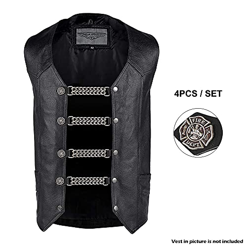 Dream Apparel Faux Leather Motorcycle Vest Extender for Men Biker Double Diamond Cut Chrome Chain 4PCS Per Set3