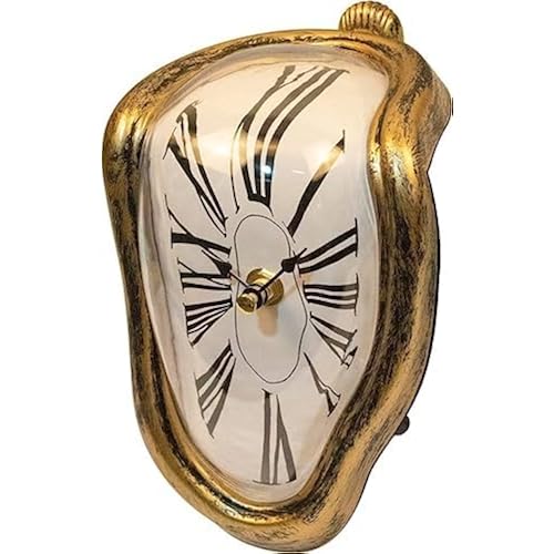 Generic Wall Clock - Sturdy, Silent, Dali-Inspired, 7" x 4.5" Roman Antique Gold