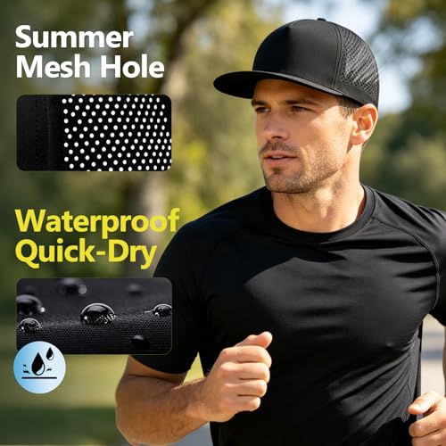 Image of M /L /XL /XXL Oversize Flat Bill Baseball Cap for Men Women Quick Dry Snapback Hats Summer Mesh 5 Panel Cap