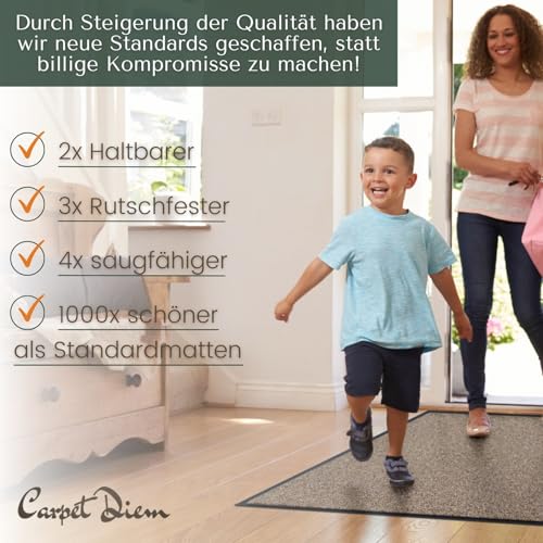 Carpet Diem Prestige Schmutzfangmatte schön und haltbar, Premium Fußmatte innen & außen - Sauberlaufmatte für Eingangsbereich, Flur & Haustür - Beige-Schwarz 40x60 cm