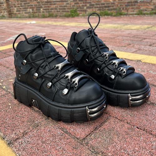Punk Style Thick Sole Women and Men Shoes Gothic Metal Platform 6cm Vintage Sneakers Shoes Low-top2