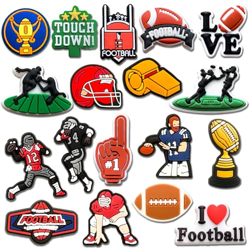 18Pcs Football Shoe Decoration Charms for Croc Clog Football Charms Accessories