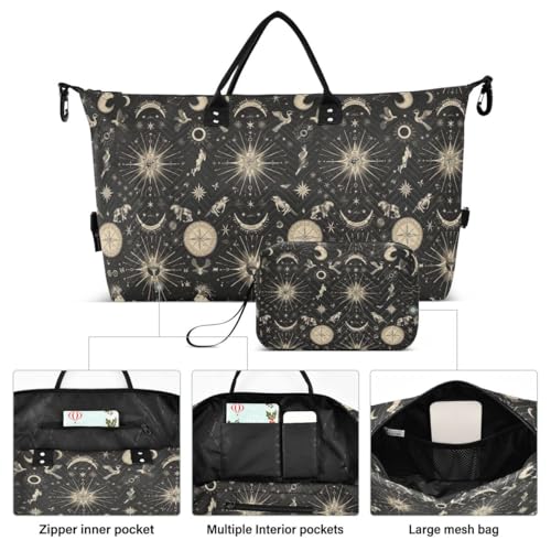Zodiac Sign Planet Compass Travel Duffle Bag Gym Bag Weekender Bags with Toiletry Bag Travel Trip Tote Bag2