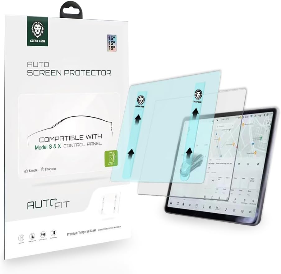 Anti-Glare Screen Protector 17" Designed for Tesla Model S and Model X Control Panel Vehicles, Real Glass, Touch Sensitive, 9H Surface Hardness, Easy to Attach - Clear