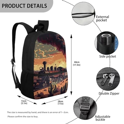 17 Inch Kids Backpack Train for Boys, Fashion Schoolbag for Girls Aesthetics Bookbag for Kids Middle School, Preschool Backpack with Padded Back for School Travel Vacation4