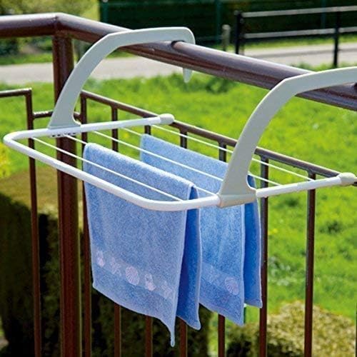 Adjustable Indoor/Outdoor Easy Folding Clothes Drying Racks Stand || Small Clothes Drying Hanger Stainless Steel and Plastic Clothes Drying Stand (1Pcs)