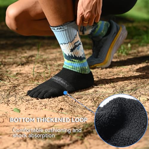 Image of AONIJIE Toe Socks for Men and Women Athletic Hiking Coolmax Socks with toes - Soft Comfortable and Moisture Wicking